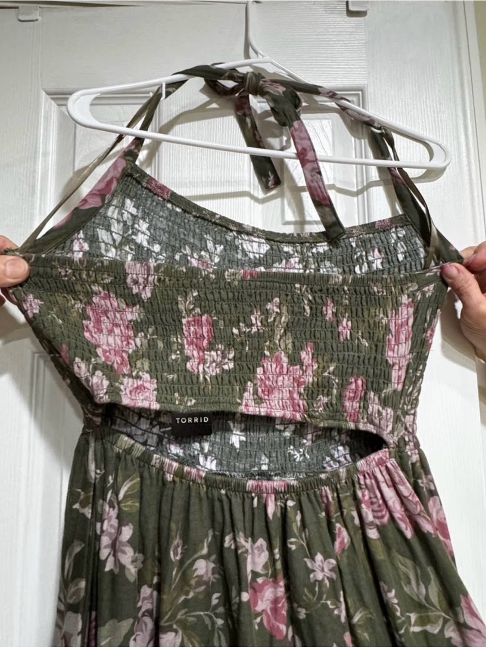torrid Olive Maxi Dress with Pink Floral Print - Picture 7 of 10